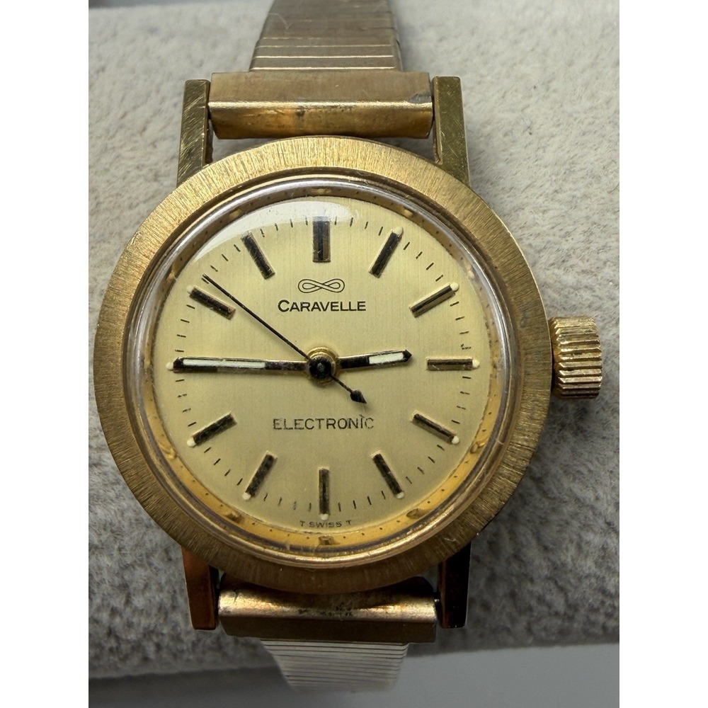 Caravelle Electronic New Battery 1976 Ladies Watch 24MM 6.75" Vintage N6 Swiss